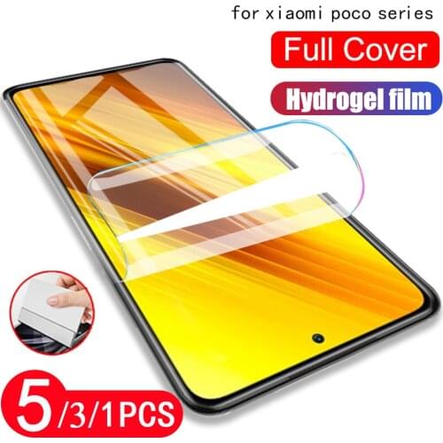 5/3/1Pcs soft full cover hydrogel film for xiaomi Poco C3 X3 X2 M2 F2 pro Pocophone F1 mi play phone screen protector Not Glass