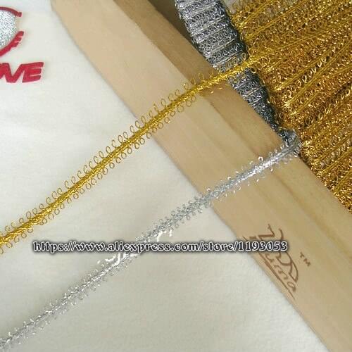 10 Yard Ribbon lace trim ethnic stage garment accessories DIY manual material gold silver lace fabric narrow 6mm wide