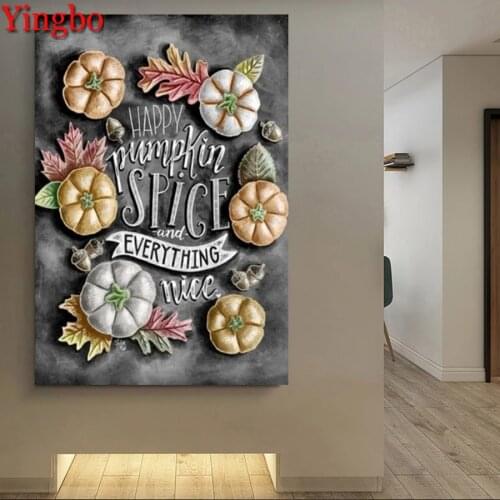 Full Square/Round Drill 5D DIY Diamond Painting Happy Pumpkin Spice Embroidery beads Cross Stitch Mosaic Painting Rhinestones