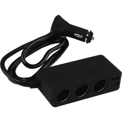 Car Charger With LED Indicator Fast Safe Charging 4 USB Port Charger With 3 Car Cigarette Lighter Slot Splitter