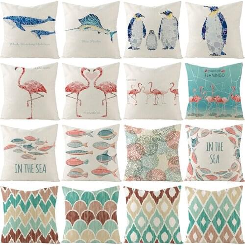 Nordic Animal Penguin Cushion Cover Home Decorative Chair Sofa Throw Pillow Case Tropical Flamingo Fish Geometry Pillow Cover