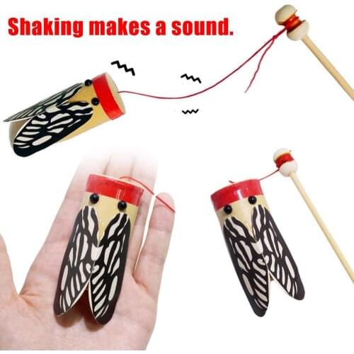 Kids Cicada Model Toys Wooden Rod Shaking Cicada Sound Transmission DIY Experiment Education Kids Toy