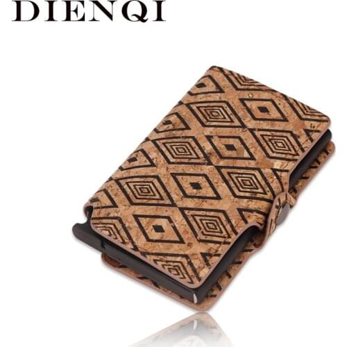 DIENQI New Anti Rfid Credit Card Holder Men Slim Smart Wallet Steel Metal Leather Business Bank Cardholder Pocket Bag nederlands