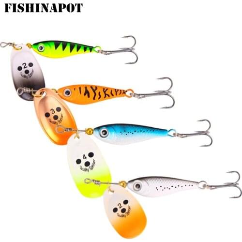 FISHINAPOT 1PCS 11g 15g 20g Spinner Hard Bait Isca Artificial Metal Sequin Wobbler Fishing Lure With Treble Hook Catfish Fishing