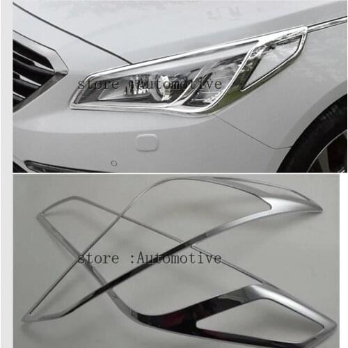 For Hyundai Sonata Lf Chrome Front Head Light Lamp Cover 2015 2016 2017 2018 Trim Headlight Molding Garnish Surround Frame Bezel