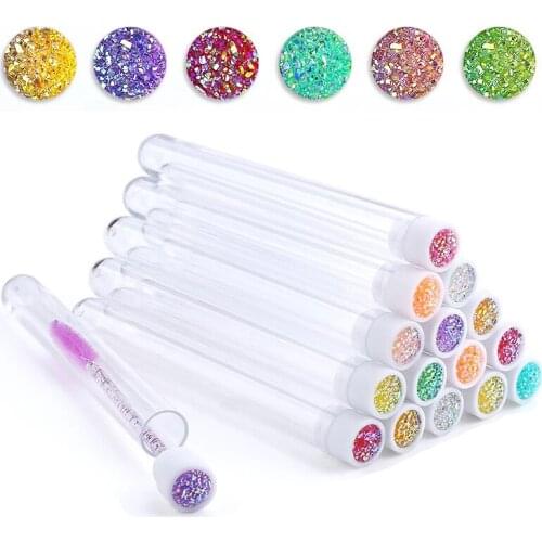 Eyelash Makeup Tools Transparent Eyelash Brush Tube Dust-proof Storage Test Tube Glitter Diamond Eyelash Extension Accessories