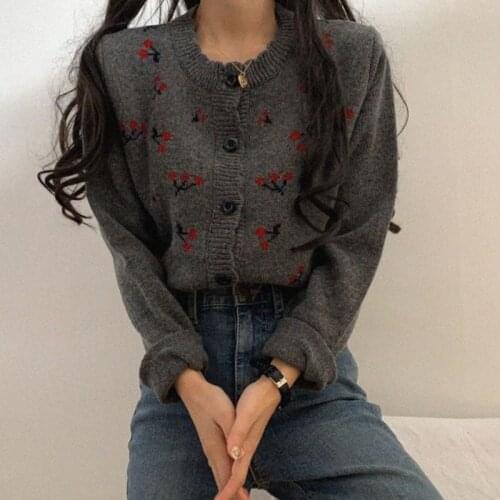 Cardigan Sweater Women Buttons Gilet Femme Knitted Sweaters Harajuku Cute Streetwear Chunky Knit Cropped Tops
