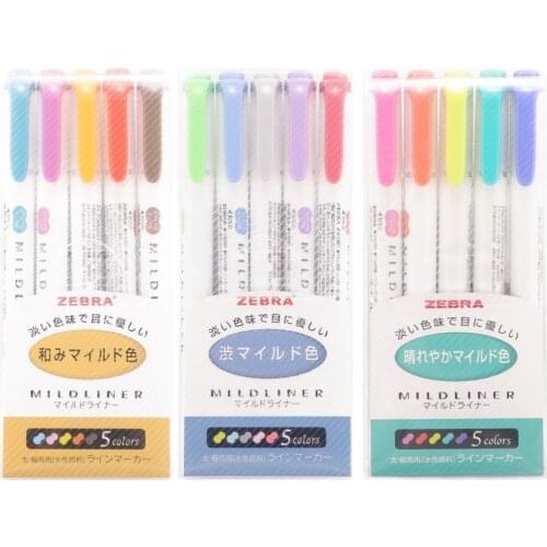 Kawaii 3pcs 5pcs/Set Zebra Mildliner Color Japanese Highlight Double Headed Fluorescent Pen Hook Pen Color Marker pen