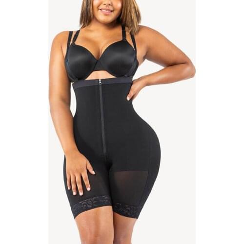 Womens A Comfy Shaping Jumpsuit Flatten Abdomen Waist and Hips Zip Front Closure Shapewear Firm Tummy Compression Butt Lifter