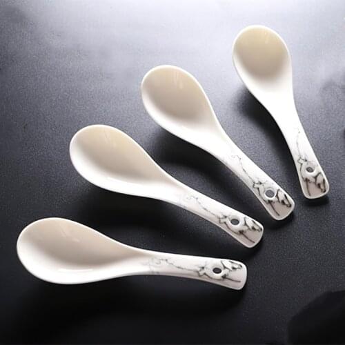 Bone China Spoon Marbling Scoop Utensil Ladle Dinner Ceramic Tableware Dipper Dinnerware Cutlery Restaurant Home Kitchen Supplie