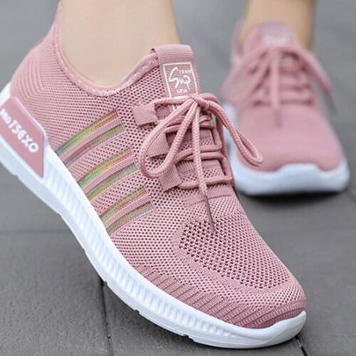 Women Sneakers Air Mesh Breathable Lace-Up Solid Casual Female Vulcanized Shoes Classics Flat Comfortable Ladies Sport Footwear