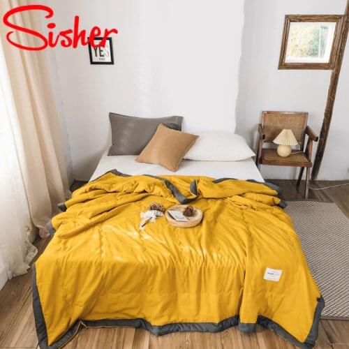Summer Brief Soild Color Quilt Nordic Air Condition Thin Comforters Soft Bedspread for Kids Adult (No Bed Sheet and Pillowcase)