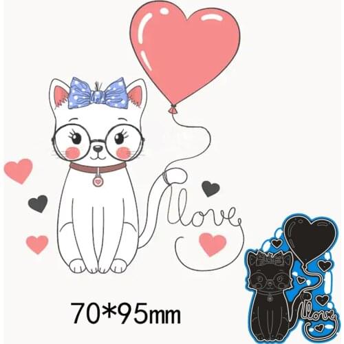 Metal Cutting Dies Balloon Cat New Scrapbook paper Decoration Embossing DIY Paper Card Craft 70*95 mm