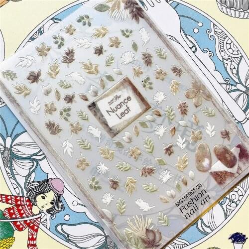 MG190901-20 MG180825-01 Leaf Feather 3D Back glue Nail Art Stickers Decals Sliders Nail ornament decoration