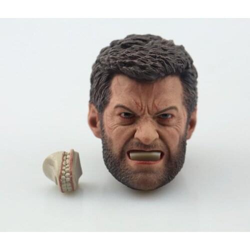 1/6 Scale Head Carving Model Male Angry Ver. Angry Head Scuplt With Adjustable Teeth for 12" Male Body