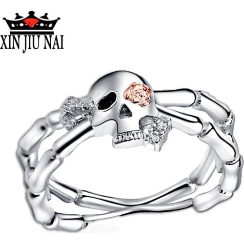 Fashion Skeleton Female Ring Punk Rock Ring Charm Female Retro Neutral Segmentation Cross Men Jewelry Neutral Ring Party Gift