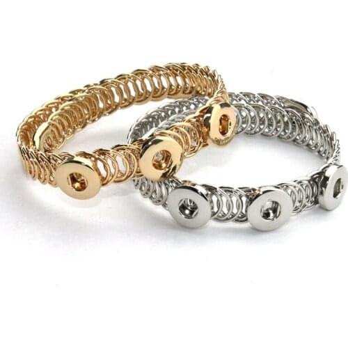 2colors Metal Snap Button Bracelet Sterling Jewelry Bracelet with beads (Fit with 12/18mm snaps) men gold jewelry 041201
