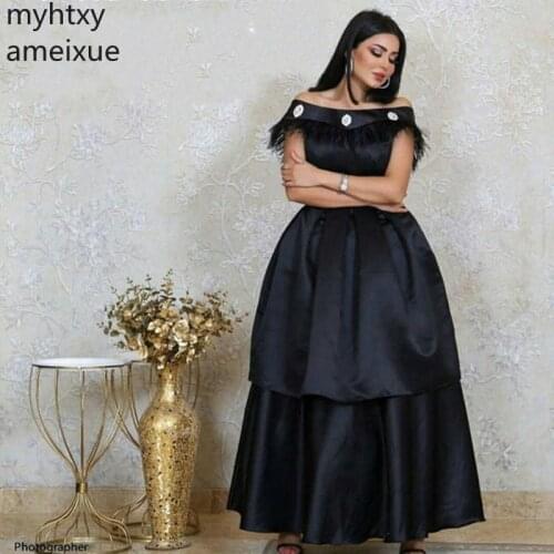 New Arrival Ball Gown Black Sexy Cupcake Dress Evening Dresses 2020 Kaftan Dubai Abendkleider Prom Satin Dress Robe De Soiree