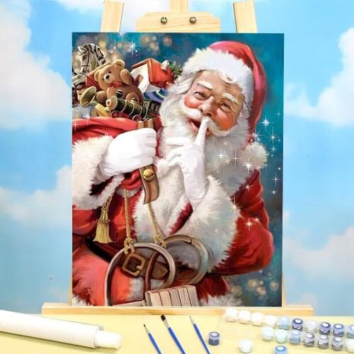 Christmas Santa Claus Paint By Numbers Set Oil Paints 40*50 Oil Painting Handmade For Handicraft