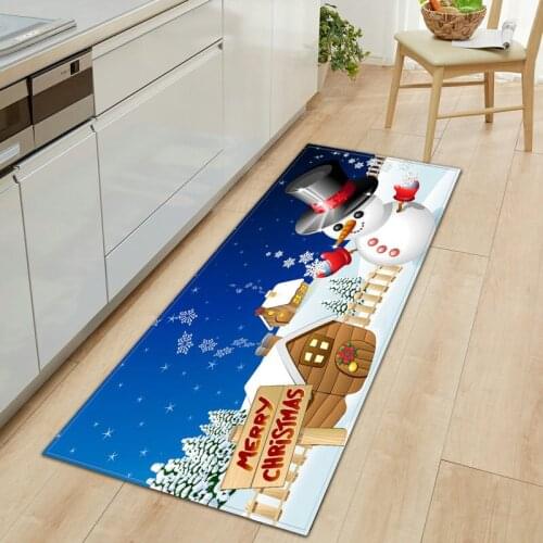 Santa Claus Christmas Tree Pattern Non-Slip Pray Mat Restaurant Kitchen Mat Home Decoration Bedroom Carpet Entrance Door Mat