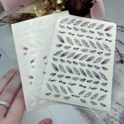 DIY New Arrival Feather Style Japanese Serious Dry Paper Sticker Nail Stickers Light Traceless Nail Decals
