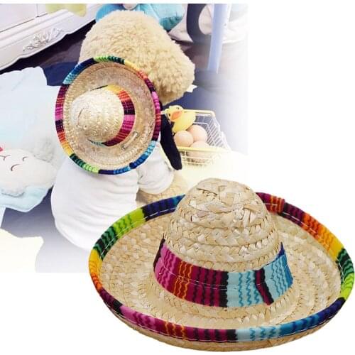 Funny Dog Sombrero Hat Adjustable Chihuahua Cosplay Cap Mexican Party Costume Clothing Decoration For Pet Dogs Birthday 5G