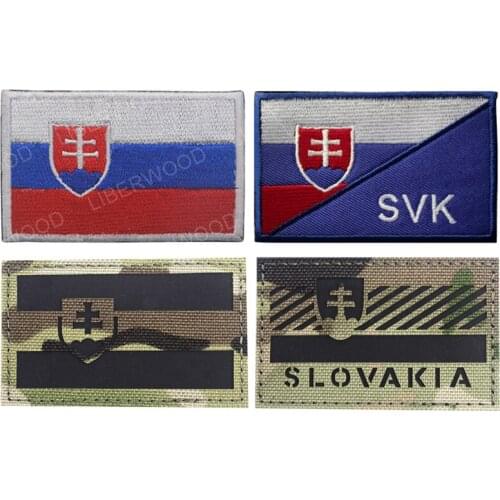 Slovakia Flag Embroidered Patch Infrared Reflective Military Tactical Armband Emblem Slovak Republic Badge DIY Patches Appliques