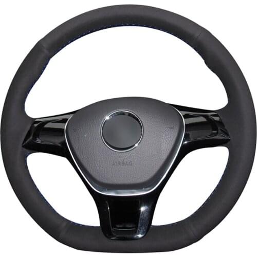 Hand-stitched DIY Black Suede Car Steering Wheel Cover for Volkswagen VW Golf 7 Mk7 New Polo Jetta Passat B8 Tiguan Sharan