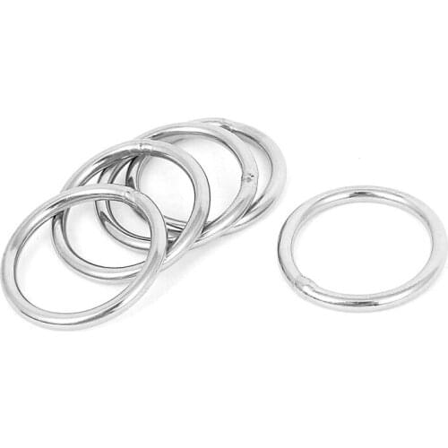 30mm x 3mm Stainless Steel Webbing Strapping Welded O Rings 5 Pcs