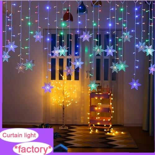 2020 New Christmas Decoration Curtain Snowflake LED String Lights Flashing Lights Curtain Light Waterproof Outdoor Party Lights