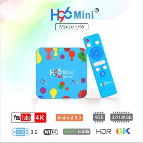 H96 Mini H6 Ultra HD TV BOX Android 9.0 6K Quad Core 4G + 32GB/128GB Media Player 3D H.265 Support 5G WIFI Bluetooth 100m LAN