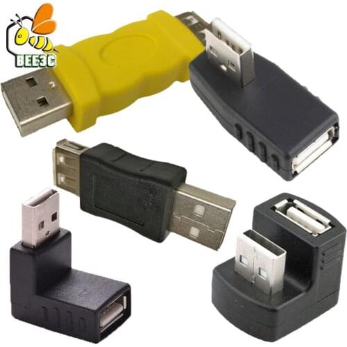 USB 2.0 A male to female angled adapter Connector for laptop PC Computer 90 180 degree U L shape corss Black yellow 300pcs