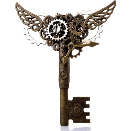 Vintage Steampunk Hair Clip Goth Lady Lolita Girls Gear Key Wings Hairpin Cog Headwear