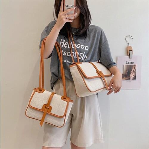 Designer Canvas Leather Shoulder Bags for Women Simple Large Capacity Female Handbags Fashion Trends A4 Laptop Shopper