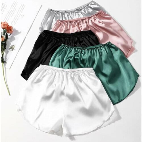 Women Pajamas Shorts Satin Silk Boxers Loose Casual Underwear Sports Shorts Pant