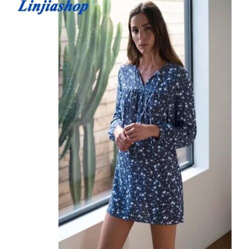 Elegant Spring Floral Print Loose Navy Blue Vestidos Retro O Neck Bandage Dresses Vintage Long Sleeve Dress