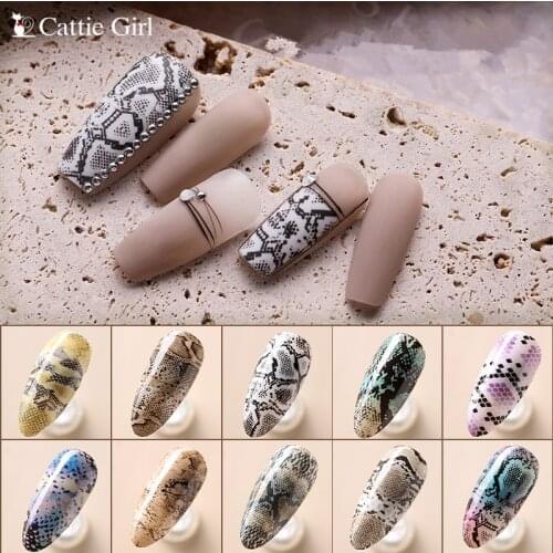 10pcs Snake Print Nail Foils Leopard Wild Animal Skin Transfer Sticker Nail Art Decals Japanese Nails Accessories