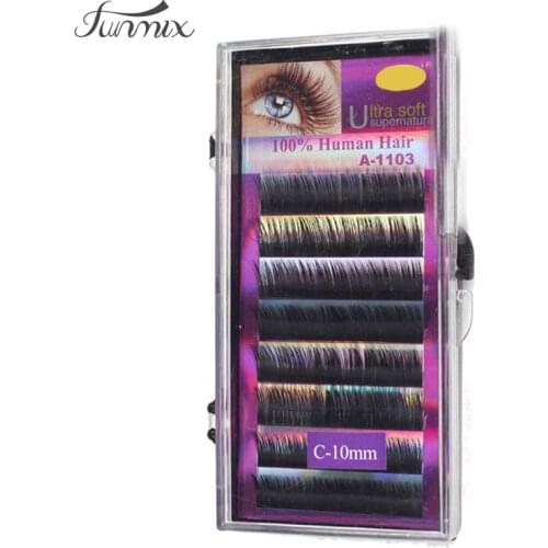 2017 Hot Sale 100% Human Hair False Eyelash Charming Natural Handmade Individual Fake Eyelashes C Curl Thick