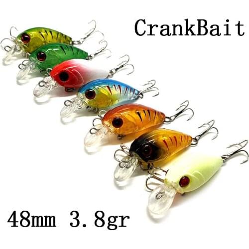 2PCS Crankbait Fishing Lure 48mm 3.8g Crank Bait Hard Baits Topwater Artificial Wobbler Bass Japan Fly Fishing Accessories Peche