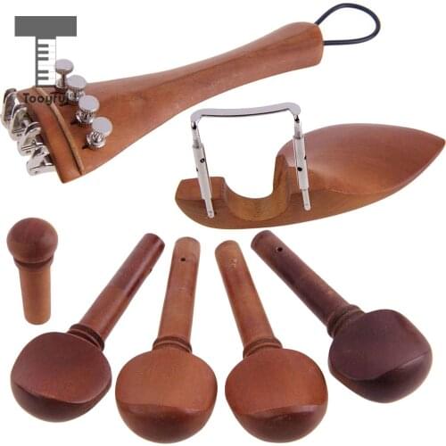 4/4 Violin Jujube Wood Set Tuning Pegs Tuners w/ Screws+Chinrest Replacement