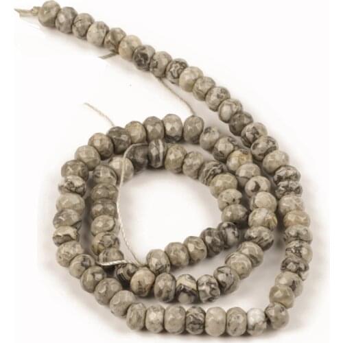 4-6mm Map Jaspers Faceted Flat Beads Loose Natural Stone Beads Needlework for Jewelry Making DIY Bracelet