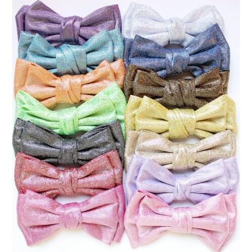 4Inch Fashion Glitter Leather Bow Hair Clips Teens Girl Kids Children Boutique Hairbow Hairpins Girls DIY Hair Headwear 60pc/lot