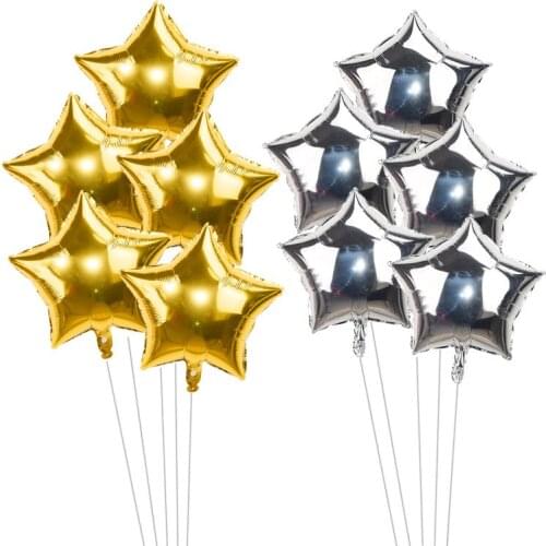 5Pcs 18inch Gold Silver Foil Balloon Party Pentagram Globos Wedding Birthday Decoration Halloweeen Christmas Party Supplies