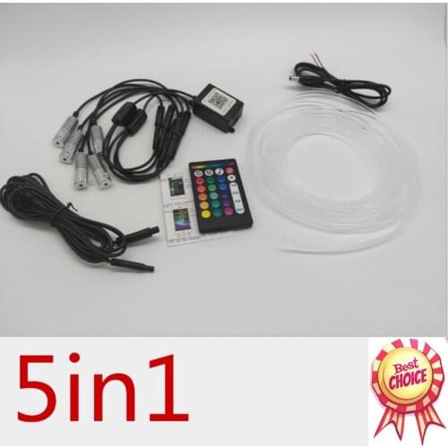 5 in 1 Car LED Strip Lights RGB Light LED Car Interior Neon with Sound Active Function for iPhone Android Smart Phone 12v kit