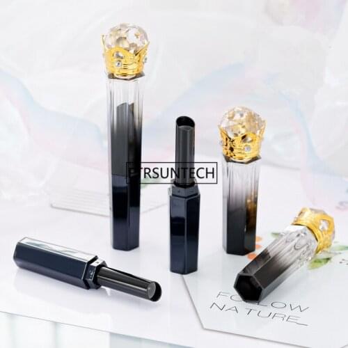 50pcs Diamond Lipstick Tube Empty Lip Balm Tubes Black Lipstick Container Cosmetic Container 11.1MM F3125