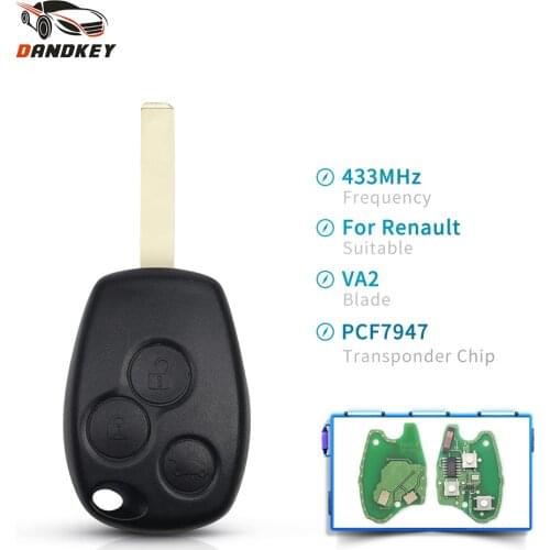 Dandkey Car Remote Key 3 Buttons Fob 433MHz PCF7947/PCF7946 Chip For Renault Kangoo II Clio III Duster Modus Twingo DACIA Logan