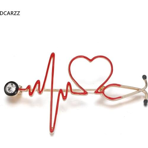 DCARZZ Electrocardiogram Stethoscope Personality Medical Medicine Brooch Pin Alloy Jewelry Nurse Doctor Student Hat Lapel Pins