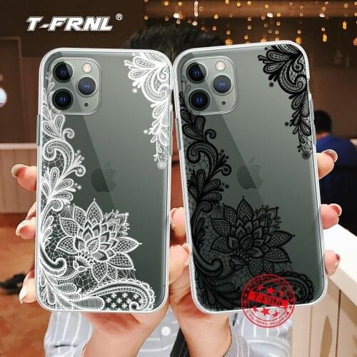 For iPhone 11 case for iPhone SE2020 6 6S 7 8 Plus X XS XR case TPU case for 12 mini Pro Max case French flowers lace case