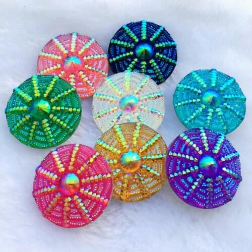 DIY 30mm Crystal AB Spider web Round flatback resin cabochons accessories diy sew on Rhinestone 8pieces/lot -B86