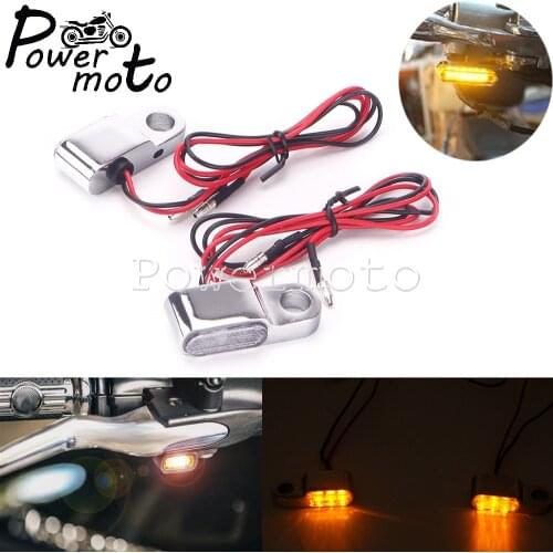 For Harley Cafe Racer Scooter Bike Motorcycle 12V Mini LED Signal Lamp Indicators Amber Turn Signal Light Handlebar Blinker Lamp